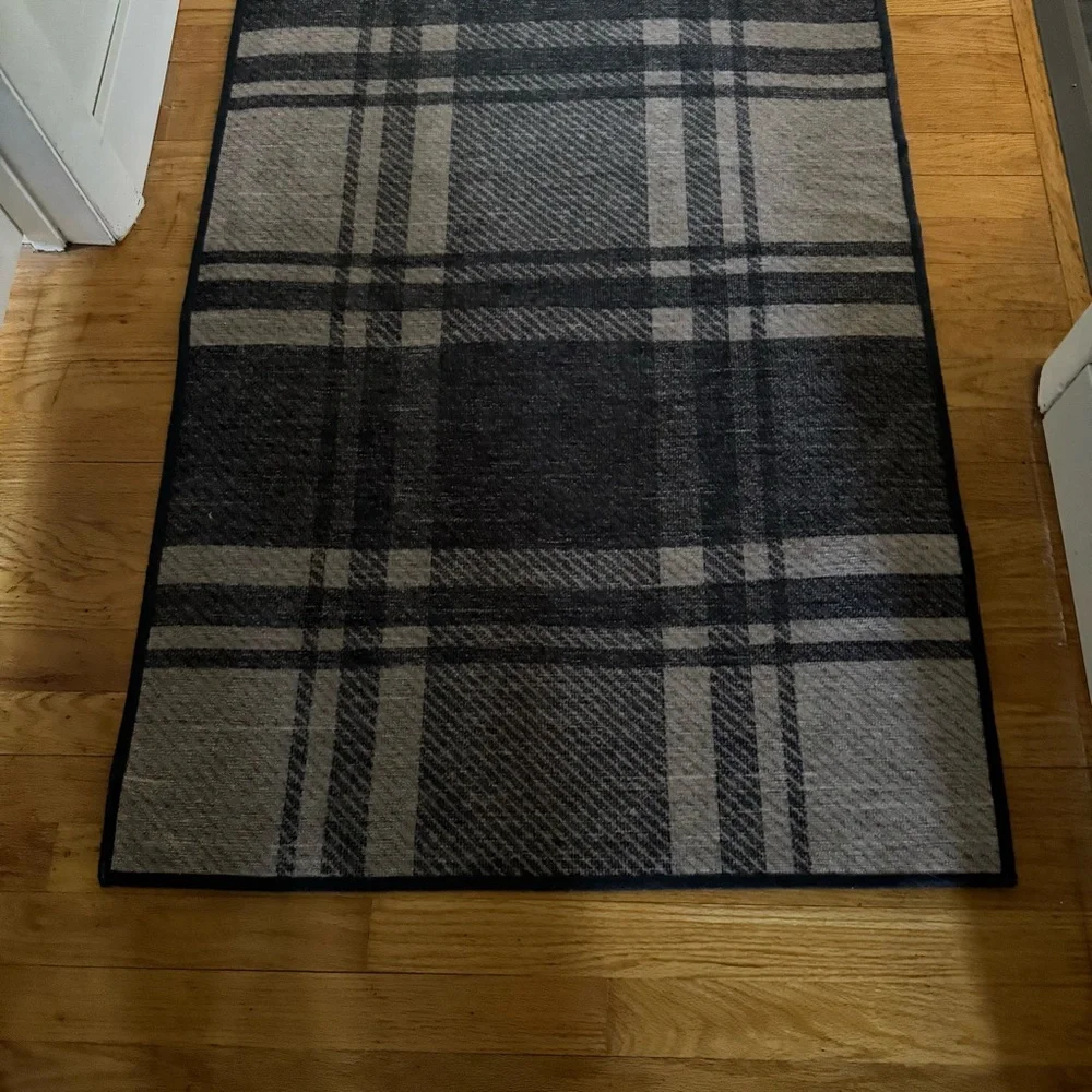 Ruggable Easton Plaid Charcoal & Natural Flatwoven Rug Cover ONLY